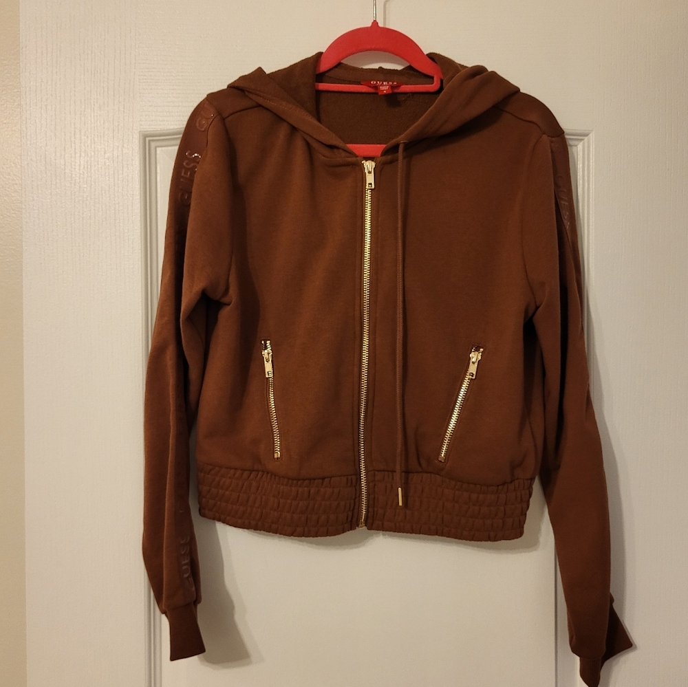 Guess Crop Top Zip-Up Hoodie
